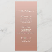 Minimale ombre Terracotta & Blush Pink Wedding Menu (Voorkant)