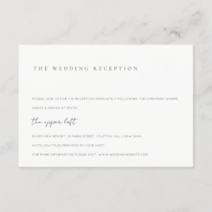 Minimale ontvangst van een zwart-wit-Typografie Informatiekaartje