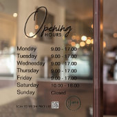 Minimale openingstijden Transparante vensterfolie Raamsticker