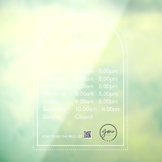 Minimale openingstijden Transparante Windows Cling Raamsticker (Vel 3)