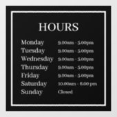 Minimale openingstijden Venster Cling Raamsticker (Vel)