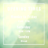 Minimale openingstijden wit raamsticker (Vel 3)