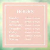 Minimale openingsuren roze raamfolie raamsticker (Vel 3)