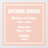 Minimale openingsuren Roze Raamsticker (Vel)