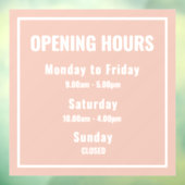 Minimale openingsuren Roze Raamsticker (Vel 3)