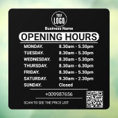 Minimale openingsuren van bedrijfsnaam winkel raamsticker (Vel 3)