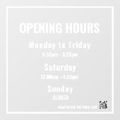 Minimale openingsuren witte raamfolie raamsticker (Vel)