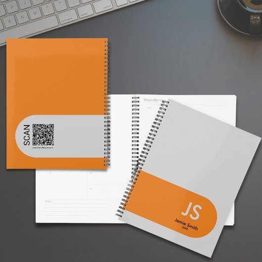 Minimale Oranje accenten Initialen Grijs Afspraak Planner