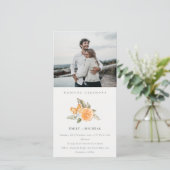 Minimale Oranje Boho Foliage Photo Wedding Invite Bedankkaart (Staand voorkant)