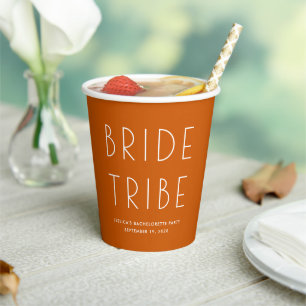 Minimale Oranje bold verbrand bride Tribe Bachelor Papieren Bekers
