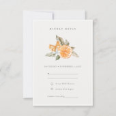 Minimale Oranje Botanische Boho Wedding RSVP Kaartje (Voorkant)