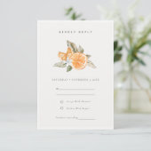 Minimale Oranje Botanische Boho Wedding RSVP Kaartje (Staand voorkant)