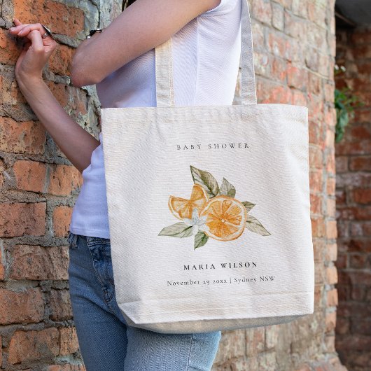 Minimale Oranje botanische Leafy Boho Baby shower Tote Bag