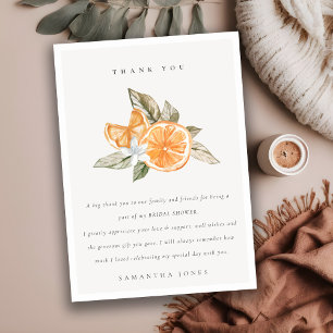 Minimale Oranje Citroen Botanische Boho Bruiloftsb Bedankkaart
