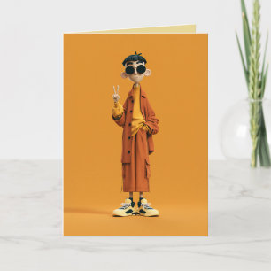 Minimale Oranje Esthetiek – Stijlvol 3D Karakter Kaart