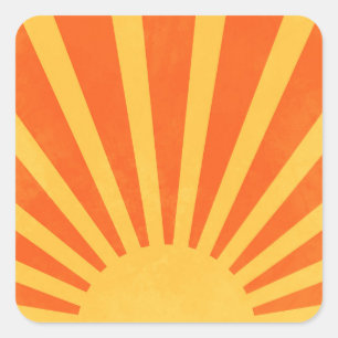 Minimale Oranje gele zonnestralen Vierkante Sticker