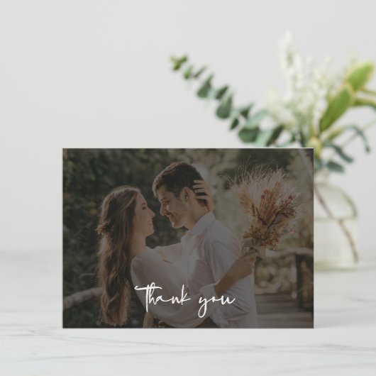 Minimale overlay Weddenfoto Hartelijk dank Bedankkaart (Staand voorkant)