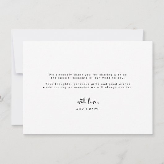 Minimale overlay Weddenfoto Hartelijk dank Bedankkaart (Achterkant)