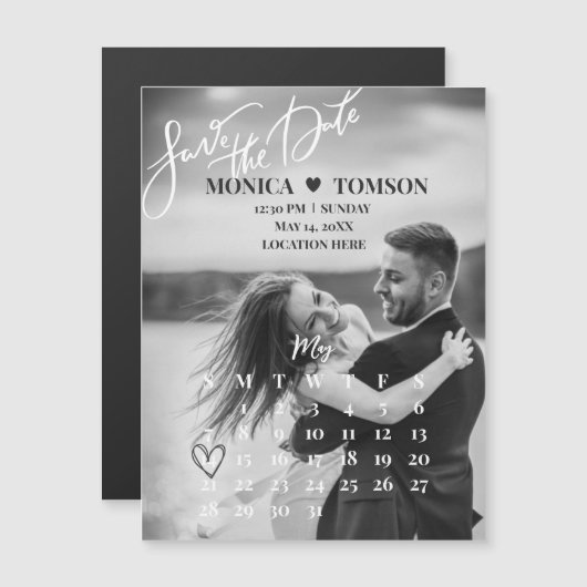 Minimale overlaykalender Opslaan Datum magneet (Voorkant / Achterkant)