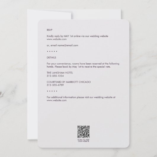 Minimale Paarse bladeromtrek All-in-One bruiloft Kaart (Achterkant)