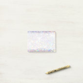 Minimale paarse glittergrens wit vrouwtje post-it® notes (Op bureau)