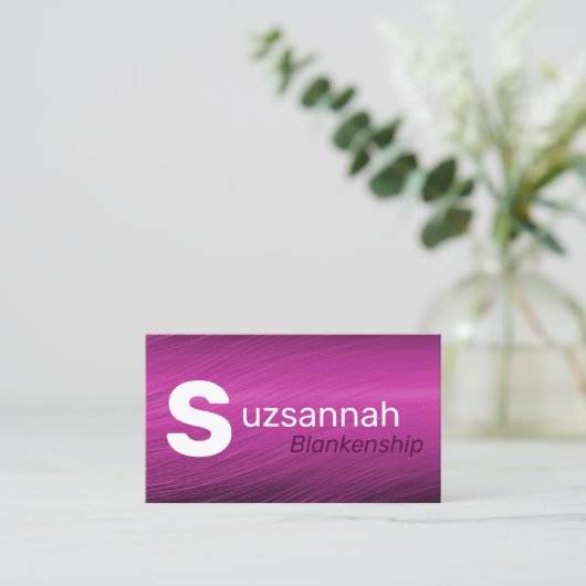 Minimale Paarse Streaks Grote QR-tekstcode Visitekaartje (Staand voorkant)