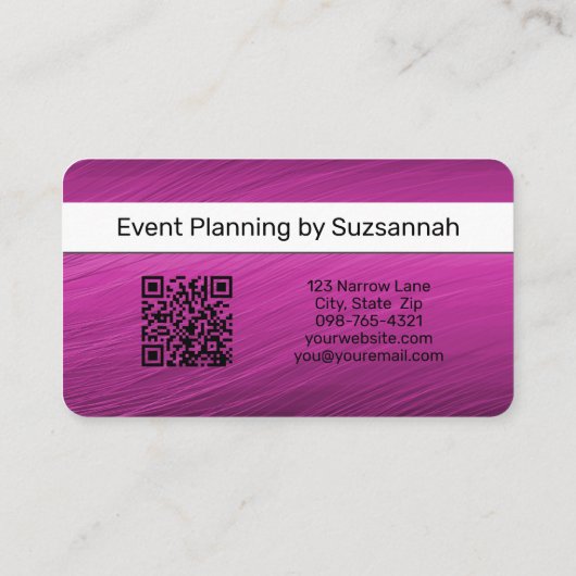 Minimale Paarse Streaks Grote QR-tekstcode Visitekaartje (Achterkant)