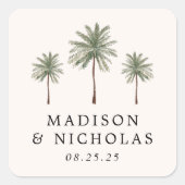Minimale palmbomen Persoonlijke bruiloft Vierkante Sticker (Voorkant)