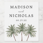 Minimale palmbomen Persoonlijke bruiloft Wijn Etiket (Enkel label)