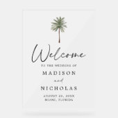 Minimale palmboom bruiloft welkom Frosted Acryl Bord (Voorkant)