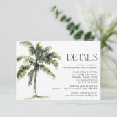 Minimale palmboom Tropische bruiloft Details Informatiekaartje (Staand voorkant)