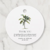 Minimale palmboom Tropische strand bruiloft Bedankjes Labels (Voorkant)