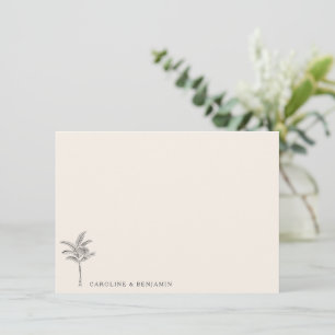Minimale palmboomlijn Ecru art Elegant Wedding Bedankkaart