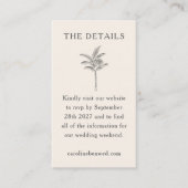 Minimale palmboomlijn Ecru art Elegant Wedding Informatiekaartje (Voorkant)