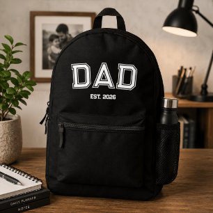 Minimale Papa Opgericht Jaar Nieuwe Vader Bedrukte Rugzak