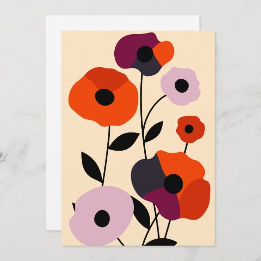 Minimale papaverbloei aankondiging (Voorkant / Achterkant)