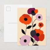 Minimale papaverbloei aankondigingskaart (Voorkant / Achterkant)