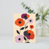 Minimale papaverbloei aankondigingskaart (Staand voorkant)