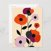 Minimale papaverbloei feestdagenkaart (Voorkant / Achterkant)