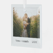 Minimale Pas getrouwd voor eerste kerstmis Glas Ornament (Voorkant links)