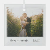 Minimale Pas getrouwd voor eerste kerstmis Glas Ornament (Voorkant)