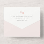 Minimale pasta duusky roze harten bruiloft QR-code All In One Uitnodiging (Achterkant)