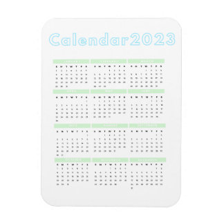 Minimale pastblauw groen 2023-magneetkalender magneet