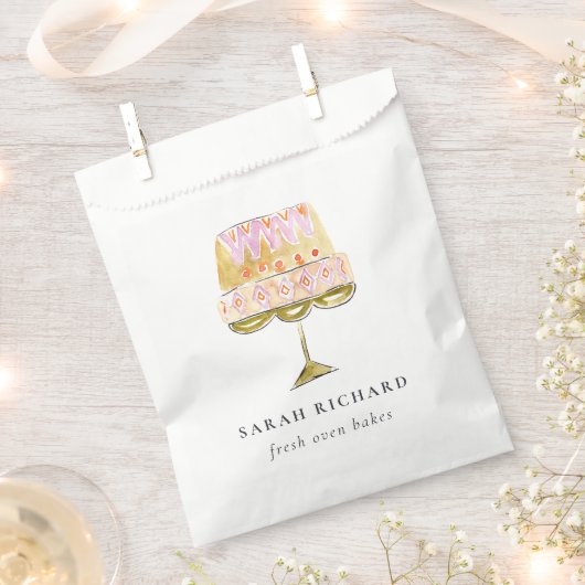 Minimale pastel kleurrijke waterverf cake bakkerij bedankzakje (Geknipt)
