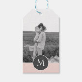 Minimale Pastel roze, persoonlijke naam & foto Cadeaulabel (Voorkant)