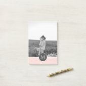 Minimale Pastel roze, persoonlijke naam & foto Post-it® Notes (Op bureau)
