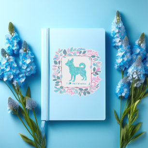 Minimale pastelblauwe chihuahua silhouet sticker