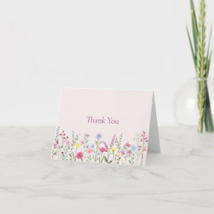 Minimale Pastelkleurige Wilde Bloem Bedankkaart