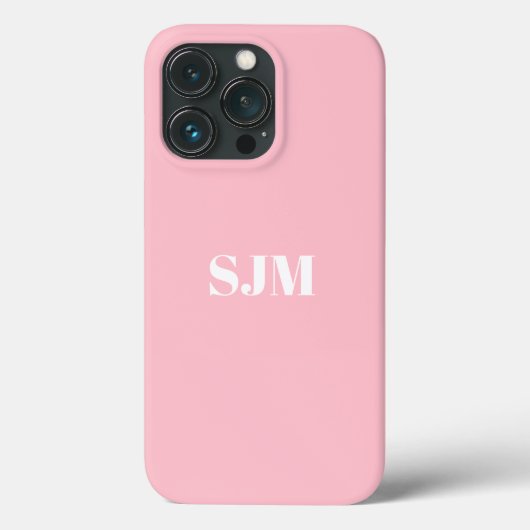 Minimale pastelroze witte aangepaste monogram naam Case-Mate iPhone case (Achterkant)