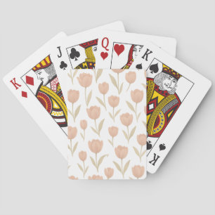 Minimale Peach Tulip Floral Herhaal Patroon Pokerkaarten